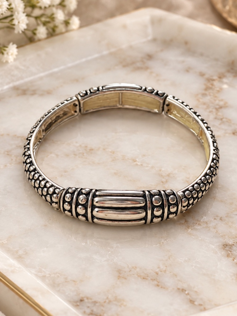 Silver Bangle Stretch Bracelet